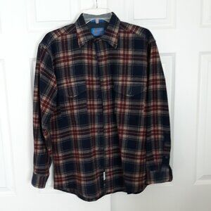 Pendleton Mens Med Long Wool plaid Shirt EUC